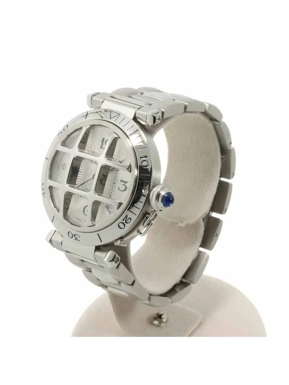 Cartier Pasha 38 Grid Watch Date Silver Automatic Winding